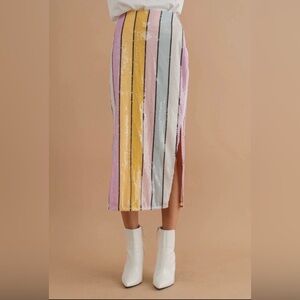 Sequin striped pencil skirt 🤍